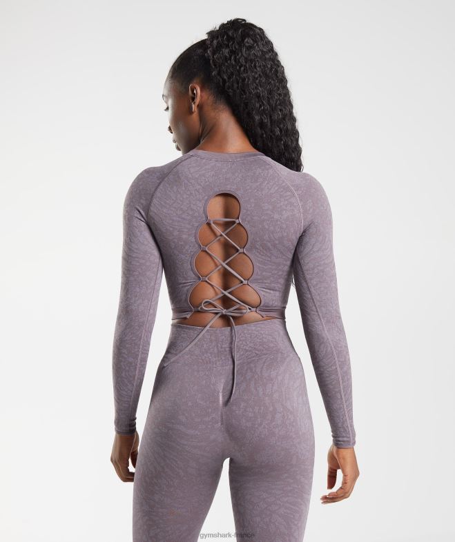 Gymshark adapter animal - haut sans couture à lacets dans le dos sauvage | lilas musqué femmes 6HF28453